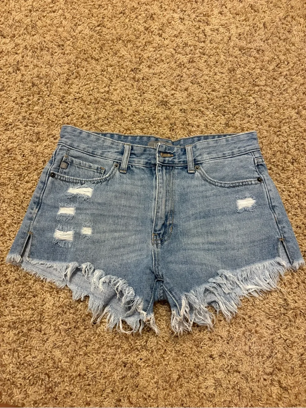 Light Blue Distressed Denim Shorts
